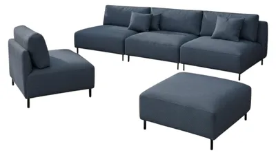 Produktbild von Garten Lounge Set SUN – Outdoor Möbel Set mit Sofa, Sessel und Hocker, UV-beständig und wasserabweisend