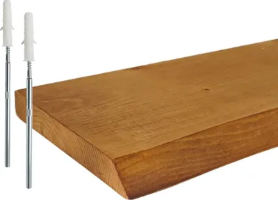 Image de Étagère en bois massif à bords naturels - Design flottant rustique
