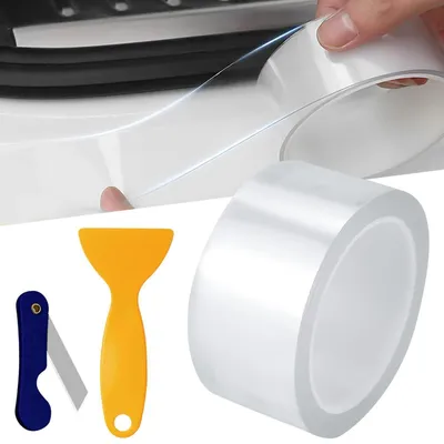 Image de Film de protection transparent pour voiture, 5 cm x 10 m, avec raclette, adhésif, sans bulles