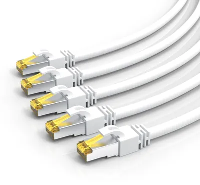 Imagen del producto de Cable de red Primewire, 5 unidades, CAT.7, RJ-45 (Ethernet), cable de red Gigabit Ethernet S/FTP, 10000 Mbit/s, cable de conexión (patch cable) - 0,5m