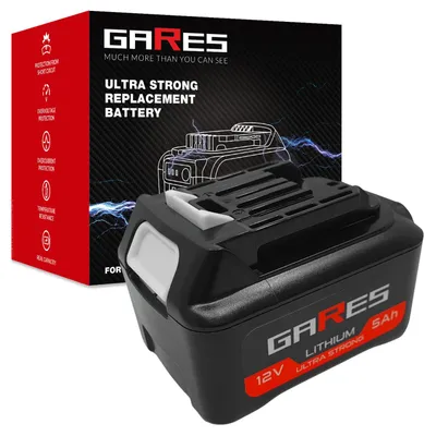 Obrázok produktu pre GARES Akumulátor Batéria pre elektronáradie Makita TW161DZ CL108FDZ CF101DZ CP100DWA | 12 V 5Ah | Výkonné články High-Performance Premium náhrada | Vysoký výkon a odolnosť | Gares