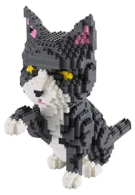 Produktbild von Bausteinset Katze grau 3D Figur 1258 Teile