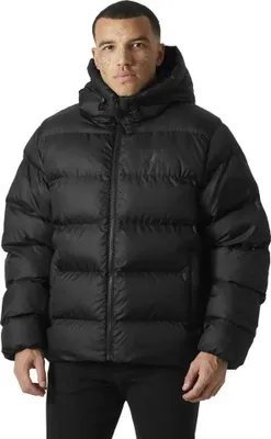 A man wearing a black puffer jacket.