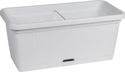 Produktbild von XL Rollbarer Pflanzkasten mit Bewässerungssystem in Rattan-Optik Farbe: Weiss