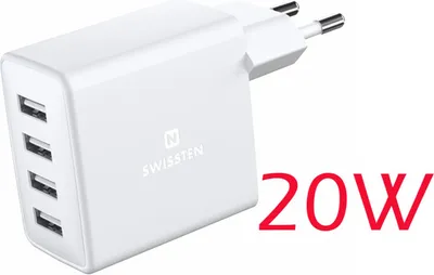 Produktbild von SWISSTEN - Netzgerät 4x USB 4A 20W weiss - 8595217476622