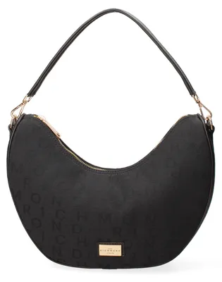 Imagen del producto de Bolso de hombro para mujer, color , fabricado en tela, con cremallera dorada y correa ajustable. Fabricado en Italia
