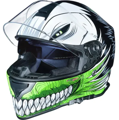 Produktbild von rueger Integralhelm Motorradhelm Kinder Motorrad Integral Bobber Sturz Helm Pinlock Green Hollow L (59-60)