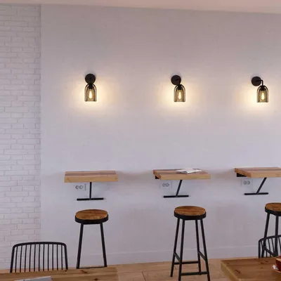 Image de Fermaluce Metal avec abat-jour Ghostbell, applique murale en métal avec extension courbée