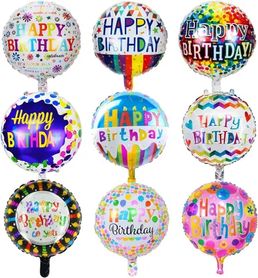 Image de Ballons "Folieballon" - Lot de 9 - "Joyeux anniversaire" - Ballons d'anniversaire avec motif