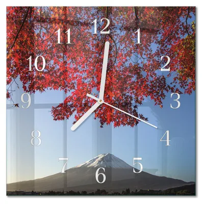 Produktbild von Tulup Glasuhr Wanduhr Küchenuhr Echt-Glas 30x30 cm Modern Dekorativ Geräuschlos Weiße Zeiger - Bergblätter