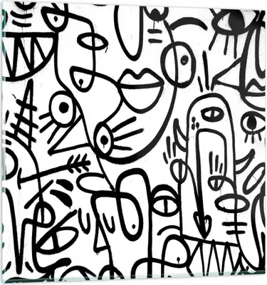 Produktbild von Bilder auf glas - Einteilig - Zeichnen Cartoon Graffiti - 60x60cm - Glasbilder - Wandbilder - Bilder - zum Aufhängen bereit - Wanddekoration aus Glas - Glas Bilder - Wandbild auf Glas - GAC60x60-4971