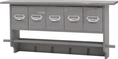Produktbild von Küchenregal HWC-C49, Haushaltsregal Regal, Vintage mit 5 Schubladen 32x65x13cm - Shabby Look, grau