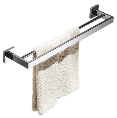 Image de Porte-serviettes double, 60 cm, en acier inoxydable, chromé