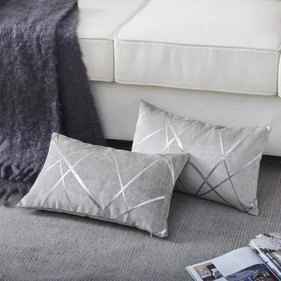 Zdjęcie produktu dla Poszewki na poduszki, aksamit, 30x50 cm, kolor srebrnoszary, zestaw 2 sztuk, materiał: welur