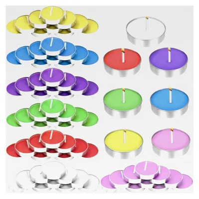 Produktbild von 70 Stück Bunte Mini Teelichter Set ohne Duft, lange brennend, tropffrei, für Wachs Siegel, Briefversiegelung, Party, Geburtstag, Zuhause, Dekoration