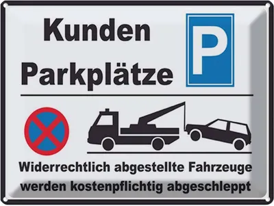 Produktbild von vianmo Blechschild 30x40 cm Parken Parkplatz Kunden widerrechtlich Warnschild Hinweisschild Sicherheit Vorsicht