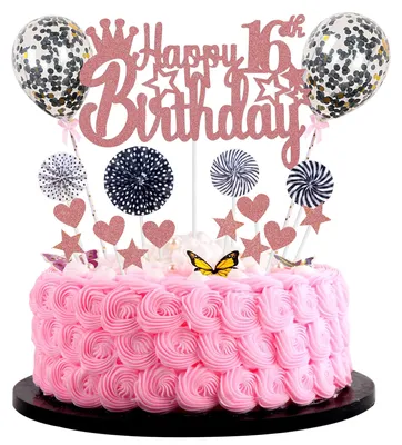 16. Geburtstag Torte Dekoration Set – 21-teilig Glitter