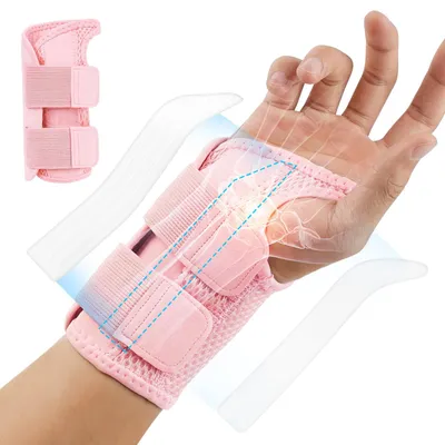 Imagen del producto de Vendaje de muñeca para la mano derecha, con 2 soportes, ajustable, transpirable, ortopédico