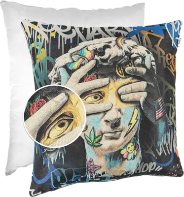 Produktbild von Dekokissen 40x40cm Kissenhülle mit Füllung Designer Kissenbezug mit Reißverschluss David Gobelin bunt