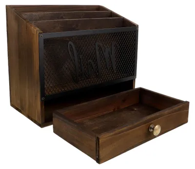 Produktbild von Postsortierbüro mit Schublade und 3 Fächern für Büro und Homeoffice 29 X 26 X 15cm