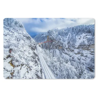 Produktbild von MuchoWow® Mauspad Mousepad Mit dem Zug durch die Winterlandschaft der Schweiz 27x18 cm - Mousepads - Maus Mat - Pad - Mausunterlage - Büroartikel - Desk Matten