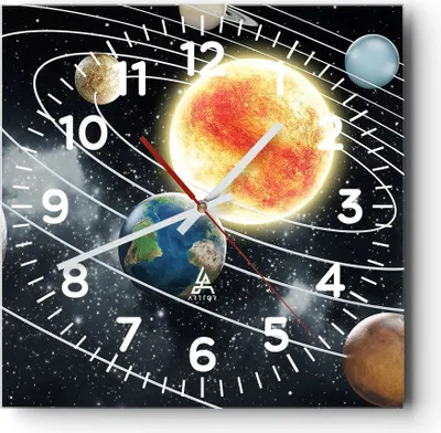 Produktbild von Wanduhr - Quadrat - Glasuhr - Kosmos Planet - 40x40cm - Schleichendes Uhrwerk - Lautlos - zum Aufhängen bereit - Dekoration Modern - Wanddekoration aus Glas - C4AC40x40-3646