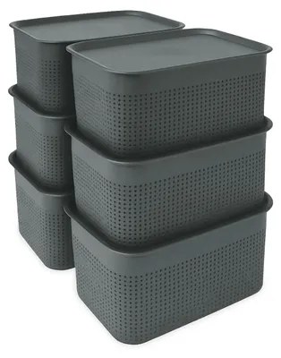 Produktbild von Stapelbare Aufbewahrungsboxen mit Deckel, 6er-Set, belüftet