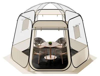 Produktbild von SucceBuy Pop-up-Bubble-Zelt, 305 x 275 x 220 cm, transparentes Campingzelt, Garten-Kuppel-Iglu-Zelt mit Fenstern, Sportzelt, 540°-Panoramaansicht, geeignet für 4–8 Personen, Terrasse, Hinterhof