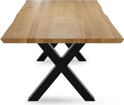 Produktbild von Esstisch Oviedo 160x90 Wildeiche mit Baumkante und X-Gestell