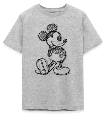 Produktbild von Mickey & Minnie Zeichnung Teenager T-Shirt, 152/164 (12-14 Jahre), Grau meliert