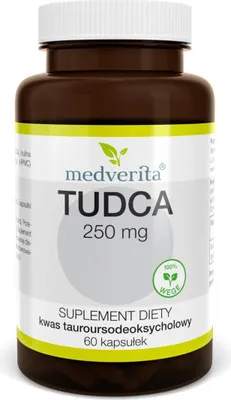 Produktbild von Medverita TUDCA 250 mg – Tauroursodeoxycholsäure, 60 vegane Kapseln, Nahrungsergänzungsmittel, 500 mg Tagesportion