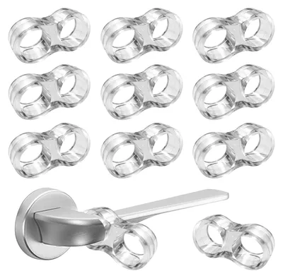 Image de Lot de 10 protections pour poignées de porte, butoirs de porte transparents, butoirs de porte, protections murales servant de butoirs pour poignées de porte (10 pièces, en forme de huit)