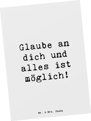 Produktbild von Mr. & Mrs. Panda Grußkarte Spruch Vertrauen in eigene Fähigkeiten haben - Weiß - Geschenk, Glaube an dich, Zuversicht, Postkarten, Ansichtskarten, Lebensfreude, Postkarte