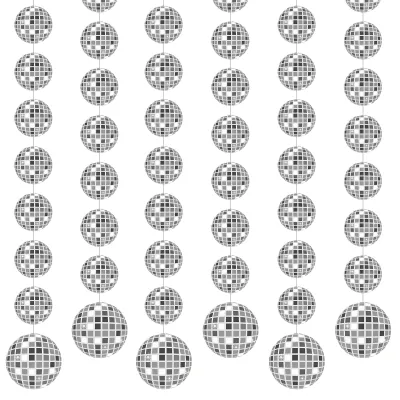 4er-Set Discokugel-Dekobanner, silber, 70er-90er Party