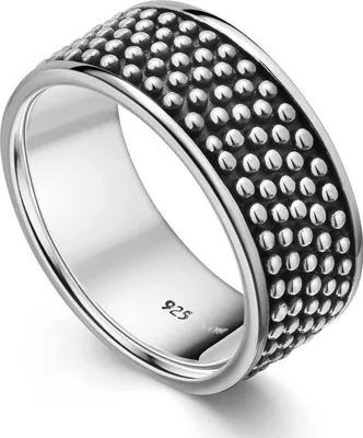 Produktbild von MATERIA by Matthias Wagner Damen Herren Ring antik mit Punkten 925 Silber breit massiv SR-109