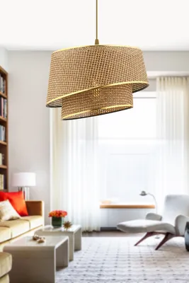 Immagine prodotto di Opviq, Barette Hazeran - Beige, Oro, Lampadario, Beige, STRUTTURA IN METALLO, 32 x 32 x 65 cm