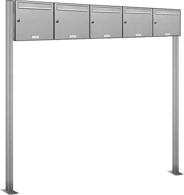 Produktbild von 5er V2A Edelstahl Standbriefkasten Anlage Freistehend