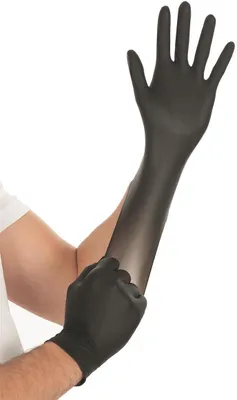 Immagine prodotto di 10x Hygostar 261588 Nitrilhandschuhe Safe Super Stretch schwarz Gr. 8/M puderfrei