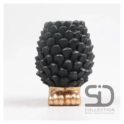 Productafbeelding van Seizoensgebonden decoratieve vaas met dennenappels, zwart, 16 cm