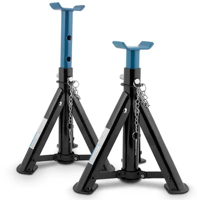Produktbild von 2x Bituxx Unterstellbock 2T klappbar verstellbar Auto PKW Abstellböcke 2000kg Schwarz/Blau MS-19921