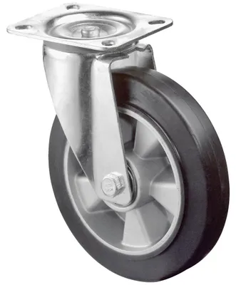 Produktbild von BS Rollen Transportrolle, Lenkrolle, Rad-Ø 250 mm, Tragf. 450 kg, Elastik schwarz, Bauhöhe 304 mm, Kugellager