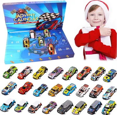 Produktbild von Auto Spielzeug Adventskalender Kinder 2024, Super Car Racing Spielzeug, 24 Tage Weihnachtskalender Geschenk für Jungen und Mädchen 3-12 Jahre alt