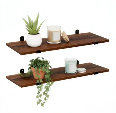 Produktbild von 2 Wandregale im Retro-Stil | Vintage Braun-Schwarz | 60x20x7 cm