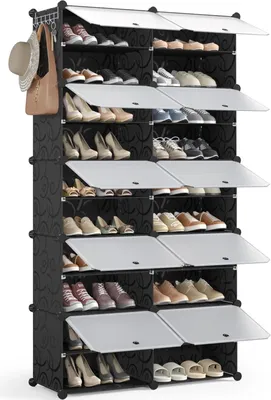 Produktbild von Schuhregal mit 10 Ebenen,Kunststoff Schuhschrank,schmal Schuhregal Organizer hält 40 Paar Schuhe Platzsparendes,für Flur Eingang 83x32x156cm