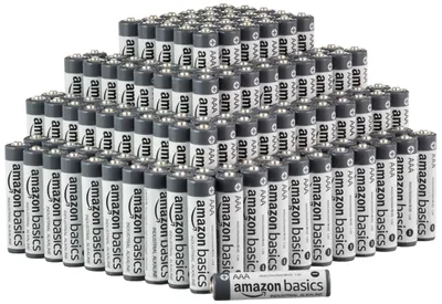 Zdjęcie produktu dla Baterie alkaliczne AAA Amazon Basics, jakość przemysłowa, 1,5 V, trwałość do 5 lat, 200 sztuk