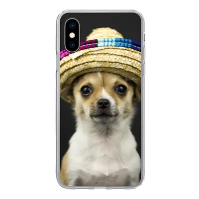 Produktbild von MuchoWow® Handyhülle Schutzhülle Hülle für iPhone X Hund - Sombrero - Schwarz Silikon Softcase Handy Hülle - Handyhülle