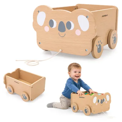 Produktbild von Mamabrum Holz Spielzeugwagen Koala – Ziehwagen für Kinder, Spielzeugwagen mit Seil, Aufbewahrungswagen ab 18 Monate