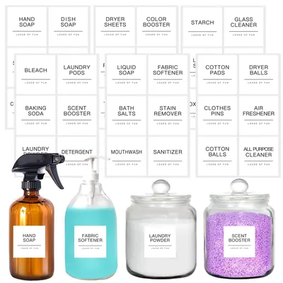 Productafbeelding van Witte waslabels - 36 voorgedrukte etiketten voor glazen en containers