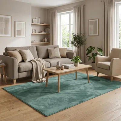 Produktbild von Luxus Super Soft Hochflor Langflor Teppich Melia Mintgrün, Größe:80x150 cm