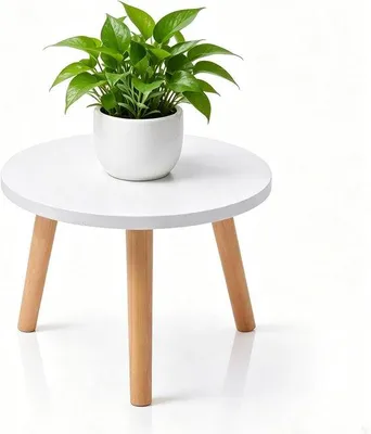 Produktbild von Holzhocker für Pflanzen, Blumentopf-Ständer für Innenbereich und Balkon, Pflanzenständer, stabiler, runder Blumentopf-Ständer für Pflanzgefäße, dekorativer Pflanzgefäß-Ständer, S